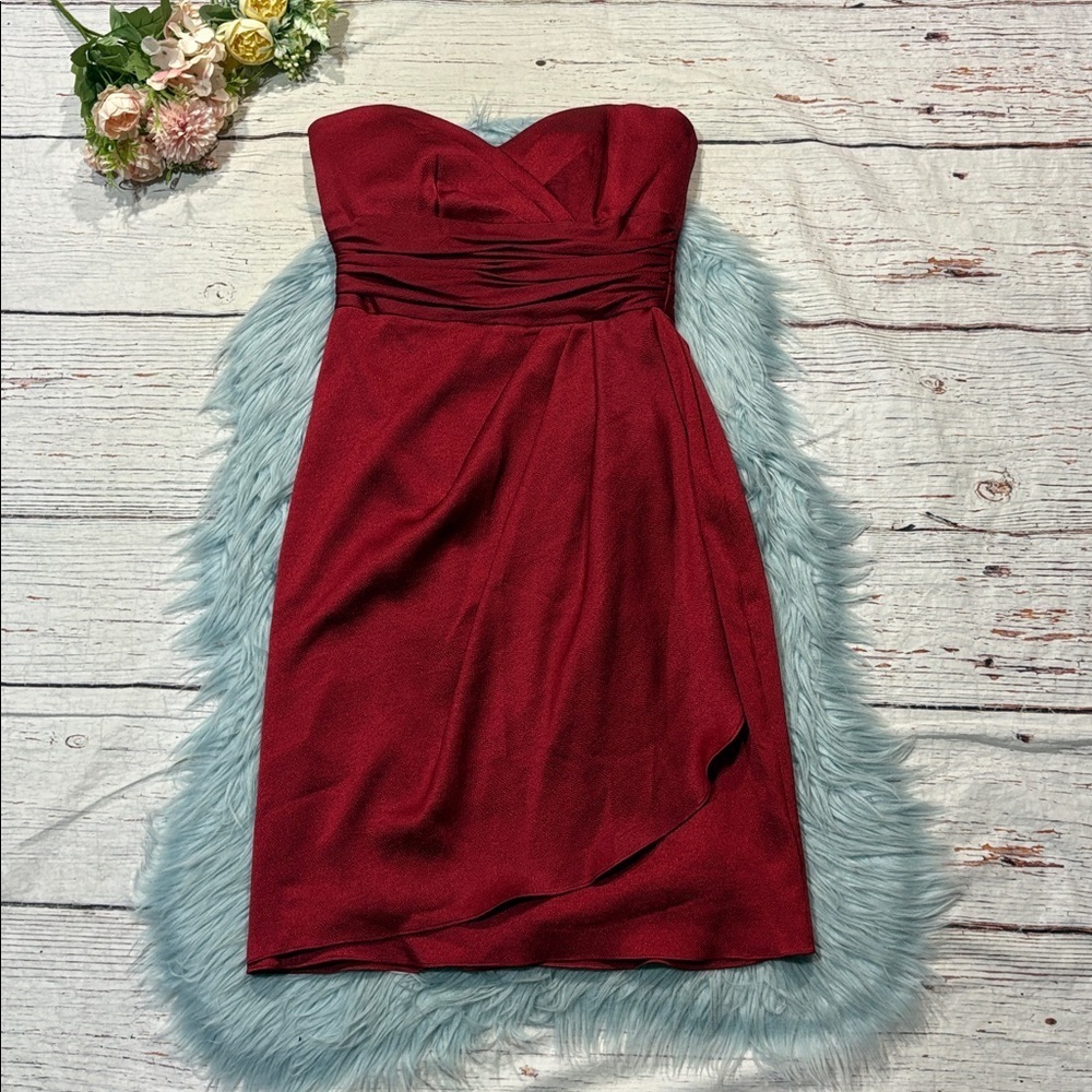 NWT Lelarose Bridesmaid Candy Apple 168 Tulip Red Sweetheart Mini Dress